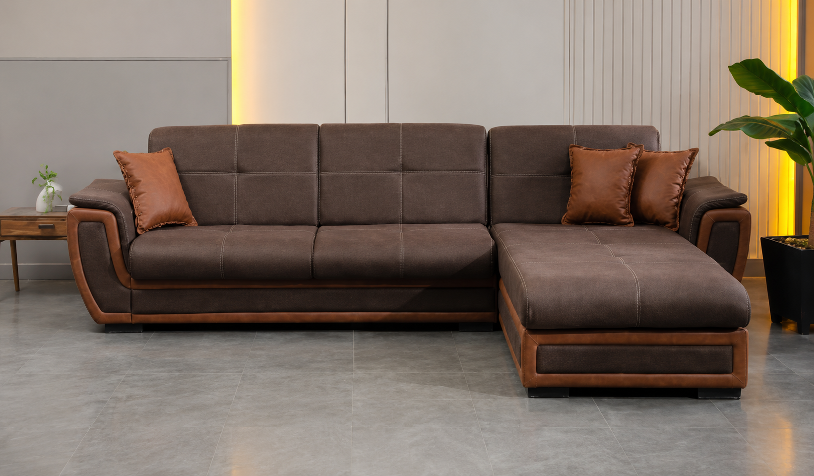 Γωνιακός καναπές-κρεβάτι, Alya Plus, Π 326×Υ 89×Β 187/88 εκ., All4home