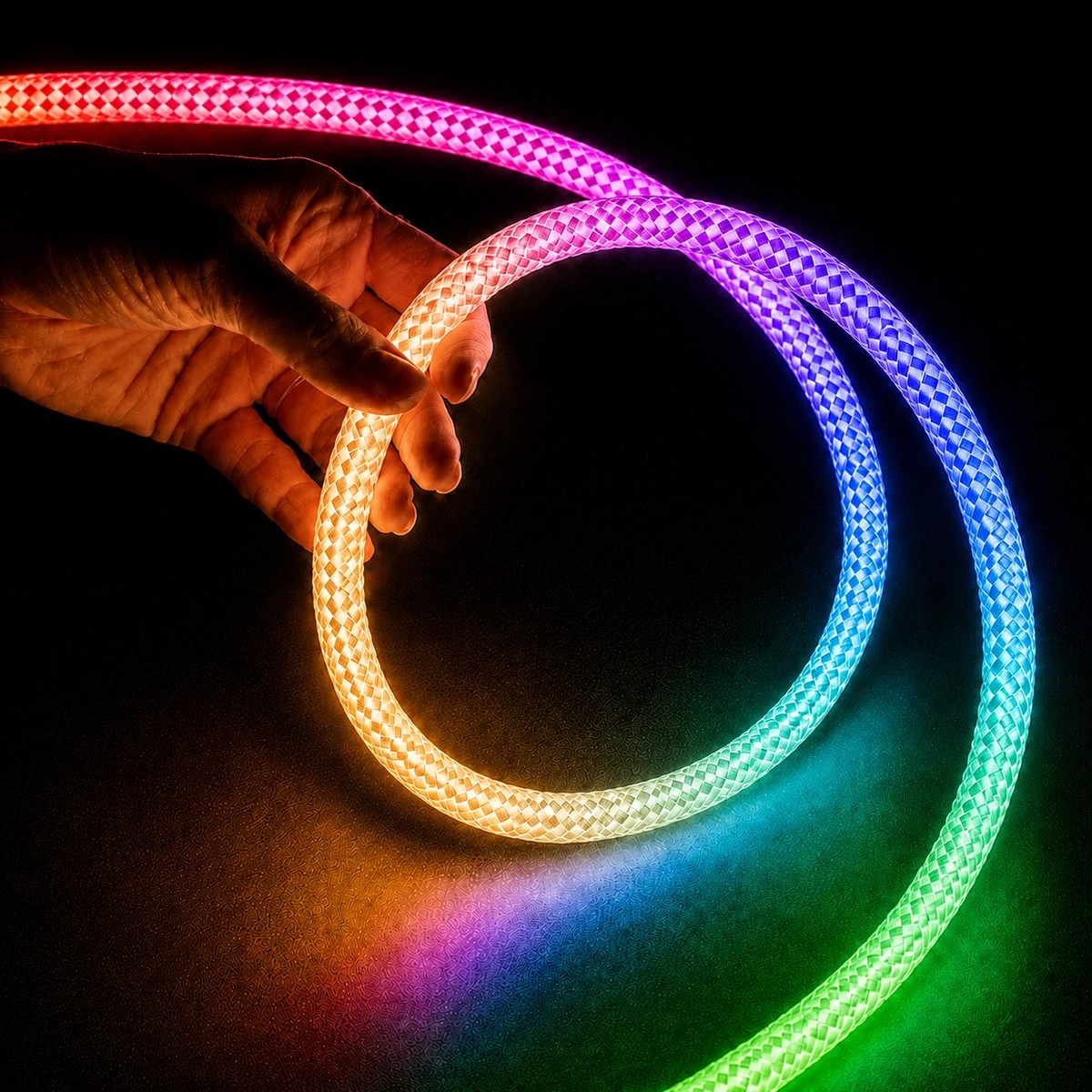 kelvo® GLOWFLEX KLV-101-0515 Ψηφιακή Pixel Addressable Ταινία Neon Flex με Πλεκτή Υφασμάτινη Επένδυση LED 14W/m 840lm/m 360° DC 24V Αδιάβροχο IP65 120 x SMD5054 Chip/m Πολύχρωμο RGB+WW Dimmable SPI/TTL Protocol IC TM1814 - Sanan SMD Chip - Μ1000 x Π2.2 x Υ2.2cm - Ρολό 10 Μέτρων - 6 Χρόνια Εγγύηση