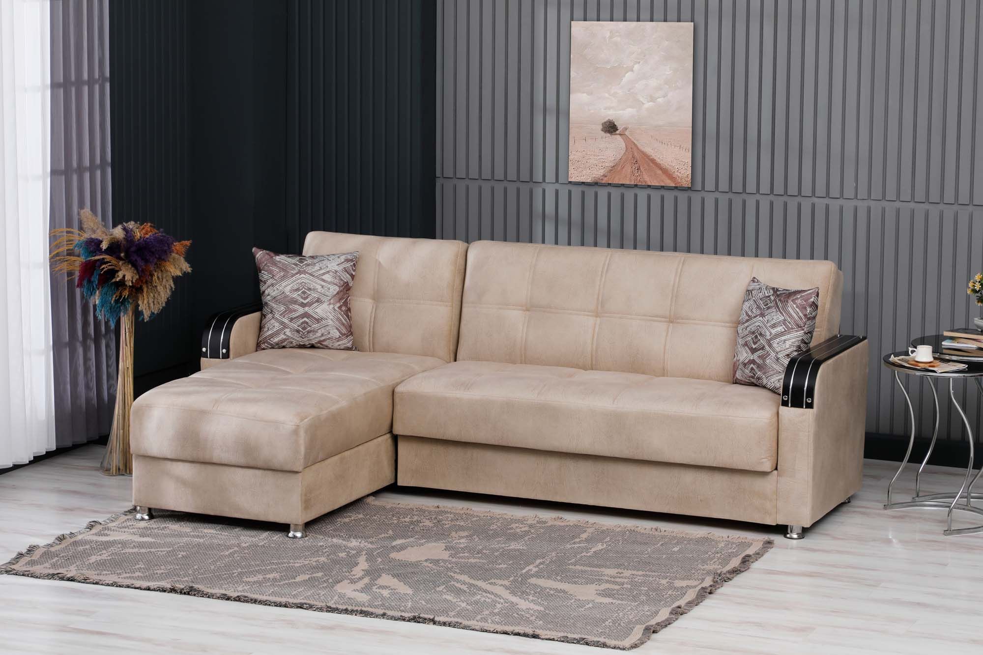Γωνιακός καναπές-κρεβάτι, Larissa, Π 225 × Υ 89 × Β 150/87 εκ., All4home