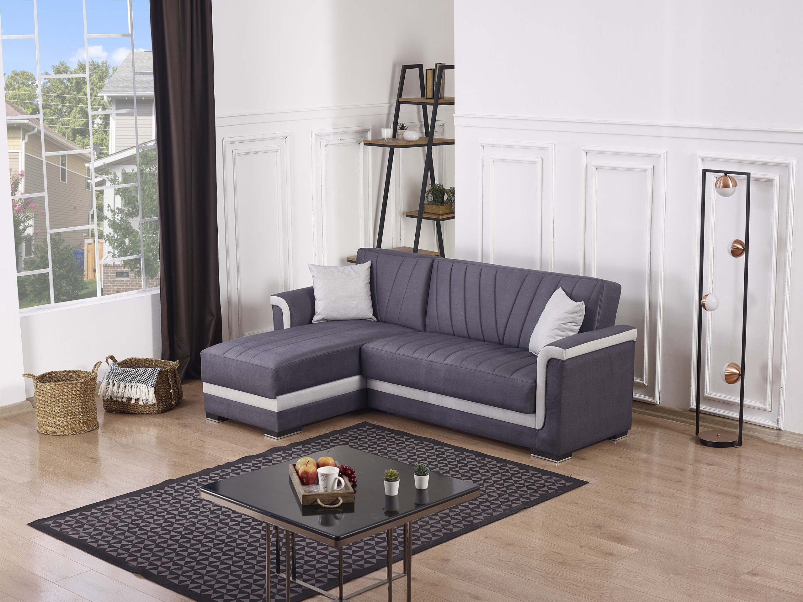 Γωνιακός καναπές-κρεβάτι, Newton, Π 245 × Υ 89 × Β 150/86 εκ., All4home