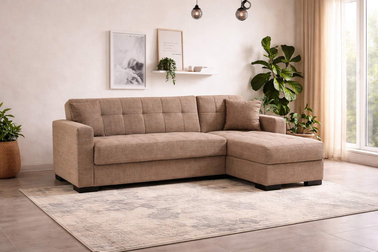 Γωνιακός καναπές-κρεβάτι New Dynamic Corner, μπεζ, 237/154/93 εκ., Νο 06-002, κωδ. 2770000046, All4home