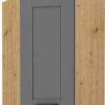 Κρεμαστό ντουλάπι γωνιακό Nelor 60x60 GN 90 1F-Γκρι σπέσιαλ - Φυσικό