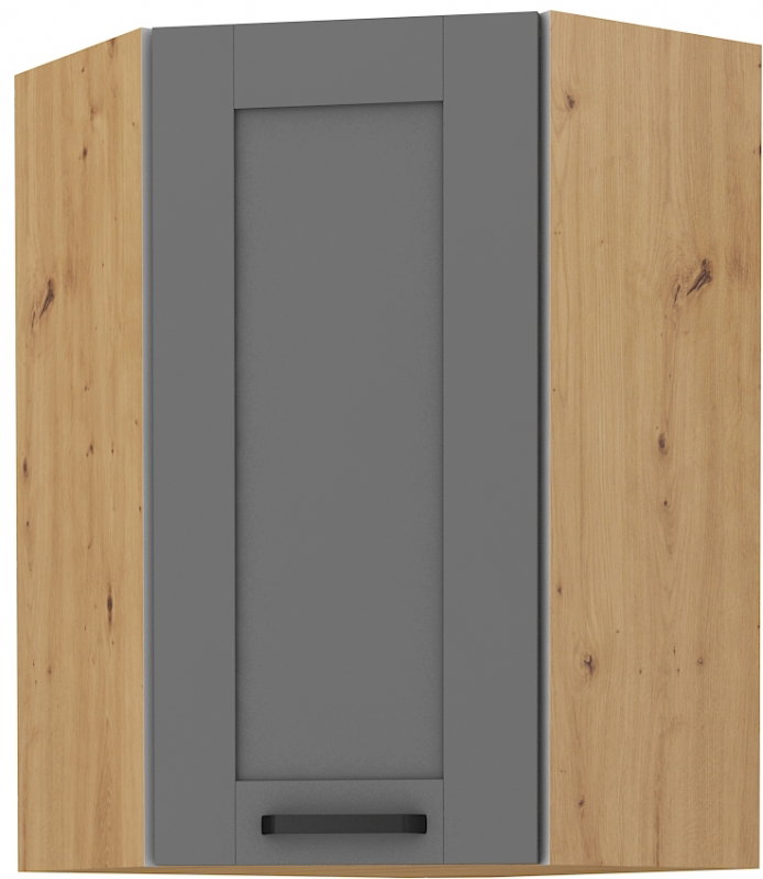 Κρεμαστό ντουλάπι γωνιακό Nelor 60x60 GN 90 1F-Γκρι σπέσιαλ - Φυσικό