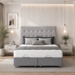 Κρεβάτι υφασμάτινο διπλό Kare - oval baza, GRI 581, 160x200 εκ.,All4home