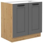 Επιδαπέδιο ντουλάπι νεροχύτη Nelor 80 ZL 2F BB-Γκρι σπέσιαλ - Φυσικό