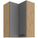 Κρεμαστό ντουλάπι γωνιακό Nelor 60x60 GN 90 2F-Γκρι σπέσιαλ - Φυσικό