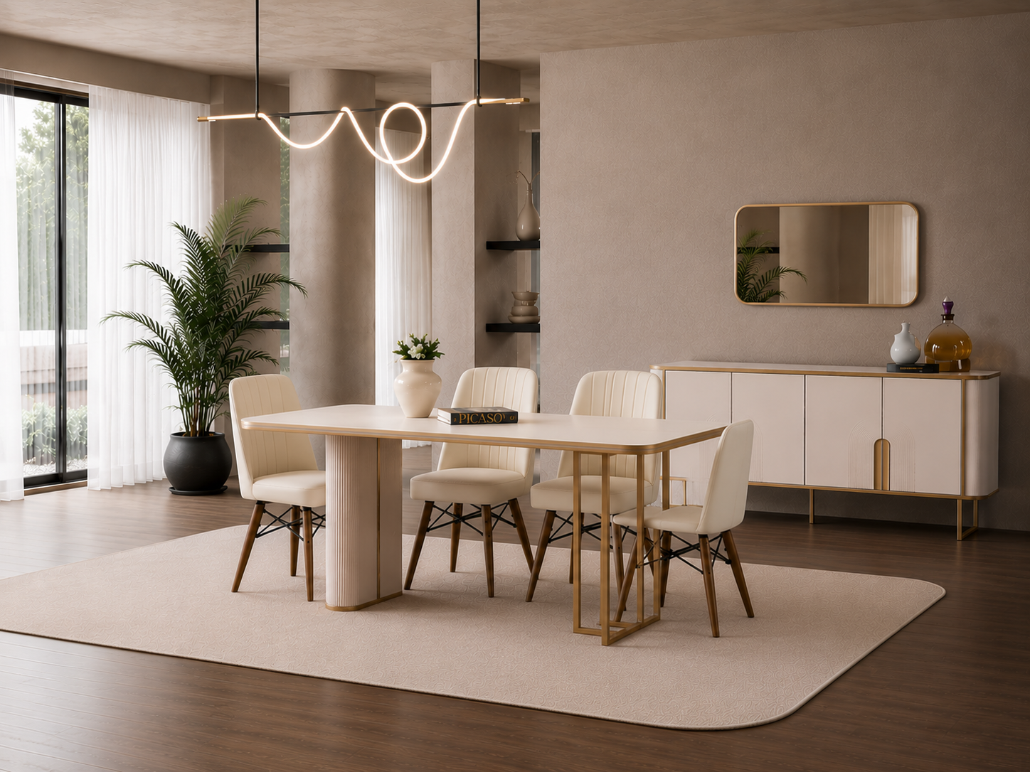 Σετ Τραπεζαρίας με 4 καρέκλες, Nefeli ,180x90x75 εκ. All4home