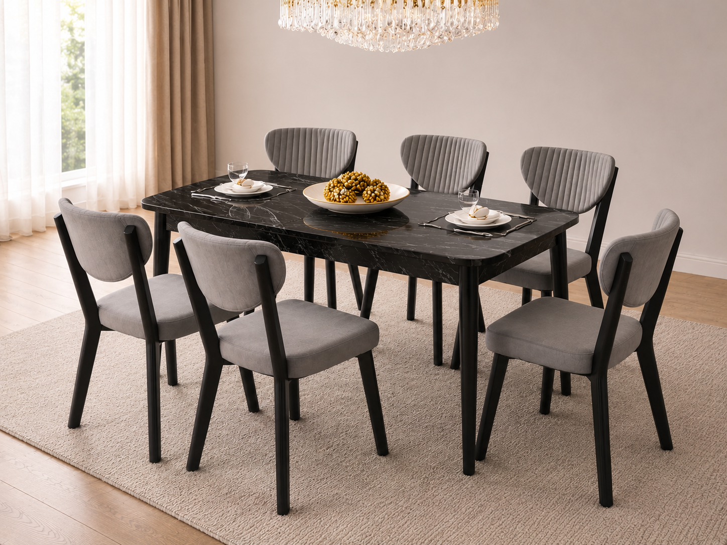 Σετ Τραπεζαρίας 7 τεμαχίων , Cozy , 132-170/80/73εκ., All4home