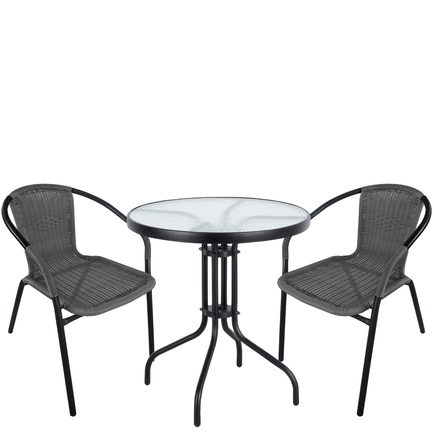 Σετ Τραπεζαρία Κήπου ArteLibre EARTH Μαύρο/Γκρι Rattan/Γυαλί/Μέταλλο Με 2 Πολυθρόνες 14990494