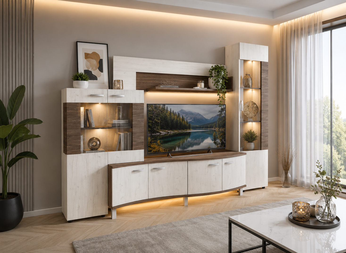Σύνθετο Σαλονιού με Led φωτισμό 235/176/47 εκ. Play, Genomax