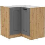 Επιδαπέδιο ντουλάπι γωνιακό Nelor 90x90 DN 2F BB-Γκρι σπέσιαλ - Φυσικό