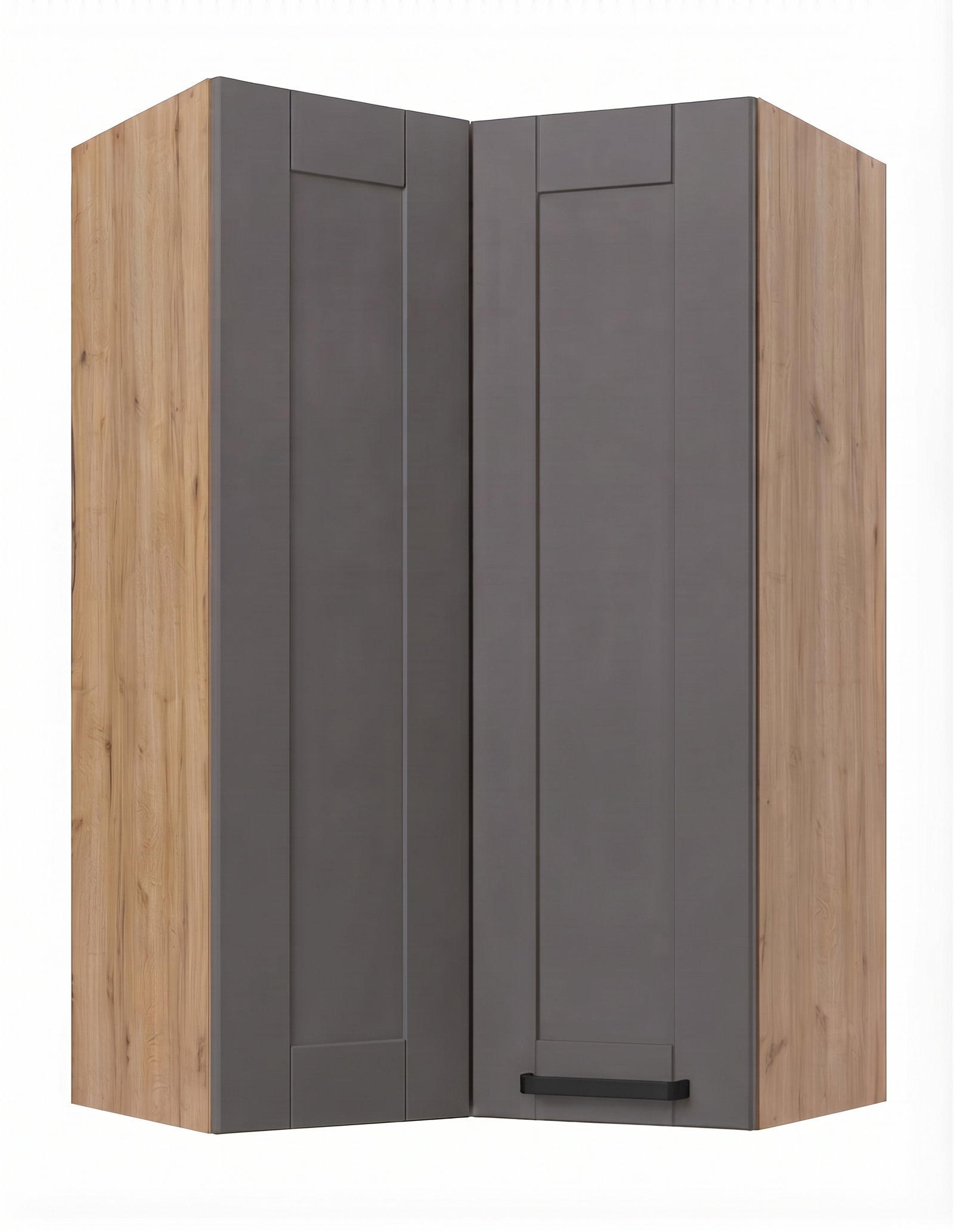 Κρεμαστό ντουλάπι γωνιακό Nelor 60x60 GN 108 2F-Γκρι σπέσιαλ - Φυσικό