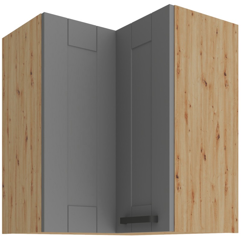 Κρεμαστό ντουλάπι γωνιακό Nelor 60x60 GN 72 2F-Γκρι σπέσιαλ - Φυσικό