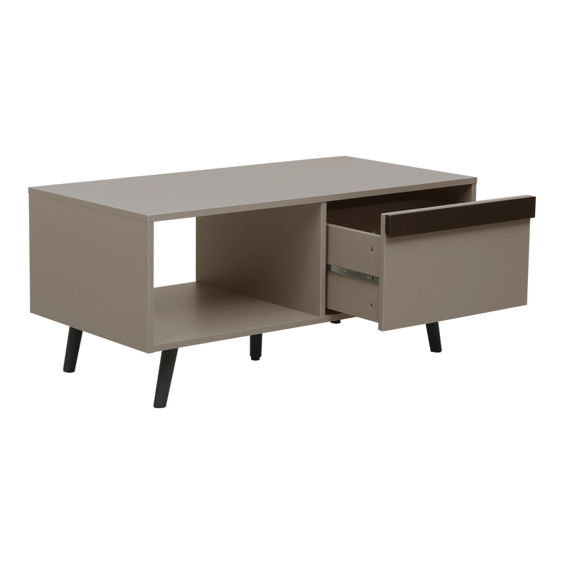 Τραπέζι σαλονιού Nectra pakoworld taupe με μαύρο 100x50x45εκ
