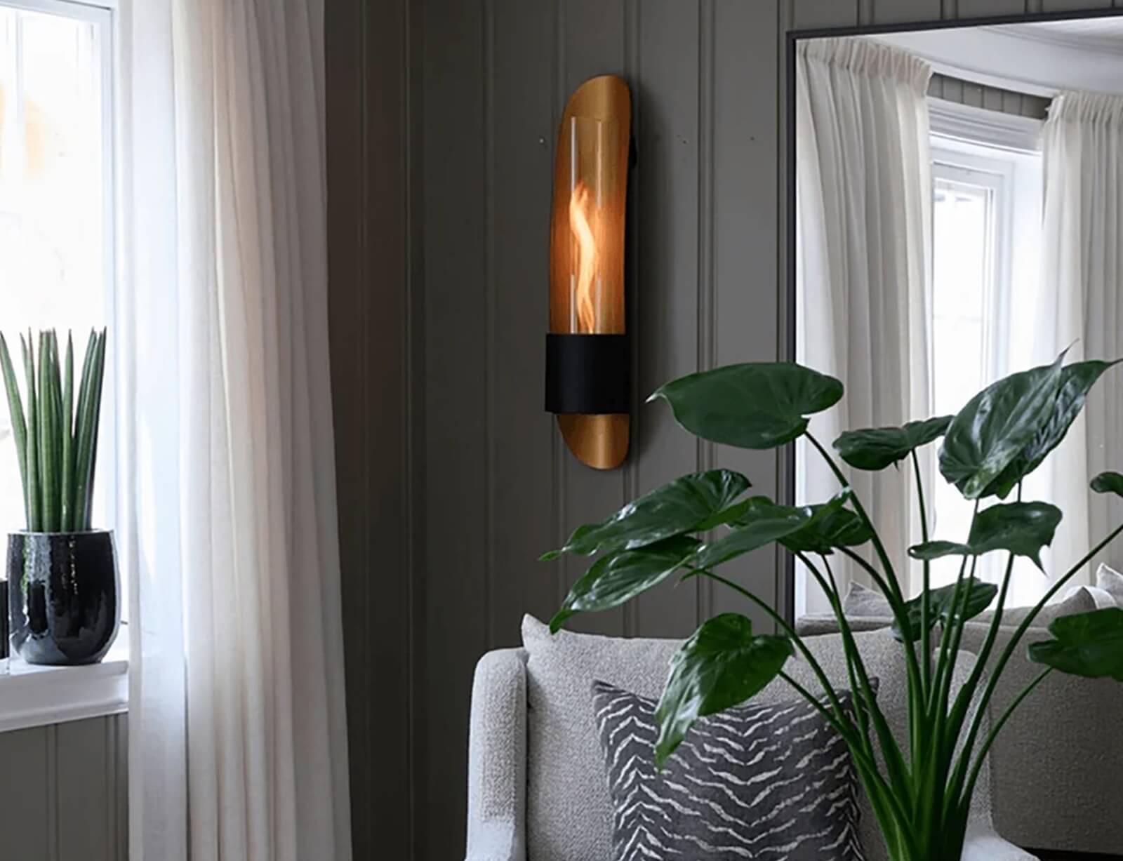 Εστία Φωτιάς Cycloflame Wall Tenderflame - 16.6x81x17.5cm - Gold